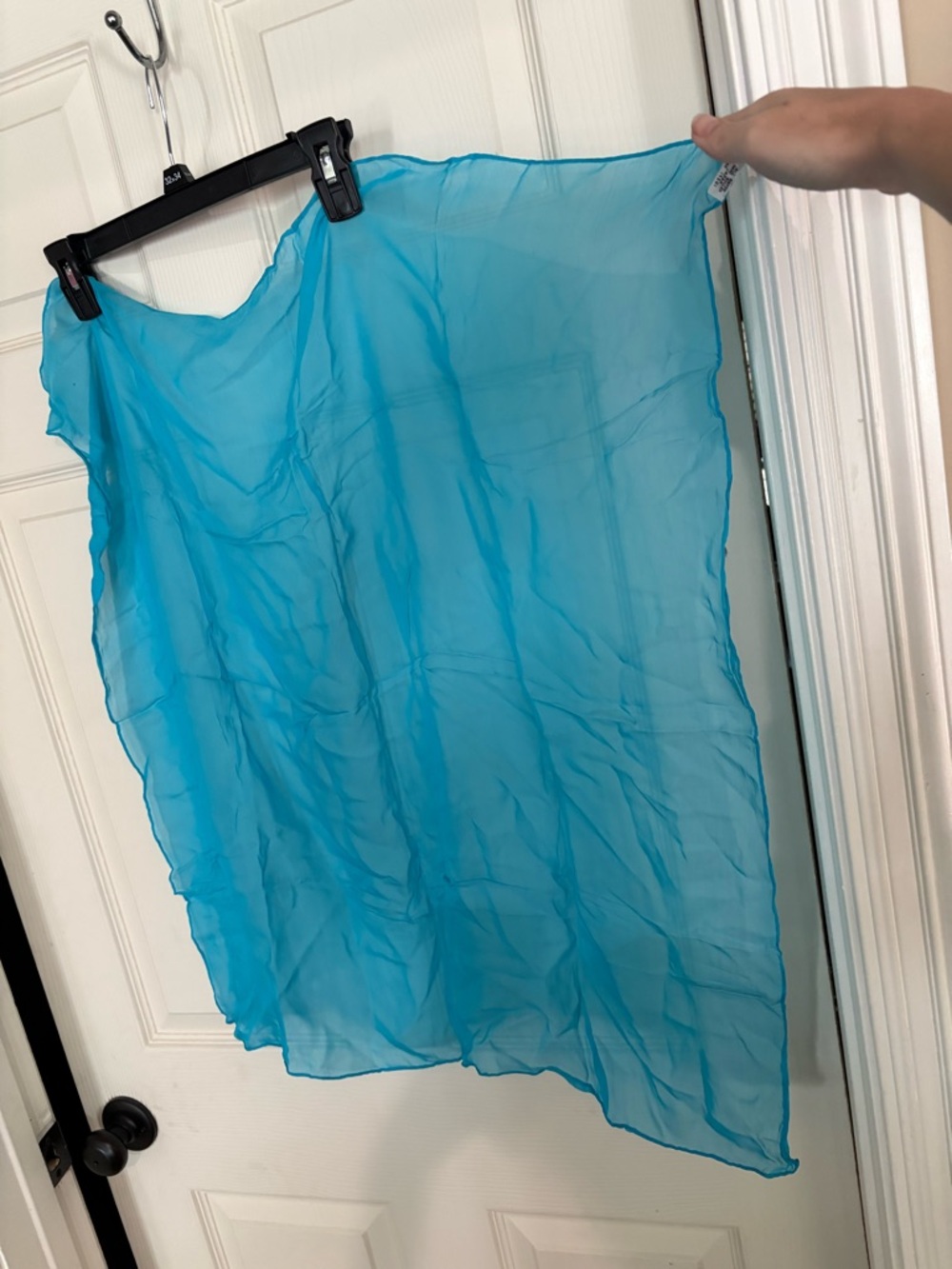 Vintage Chiffon Turquoise Blue Scarf